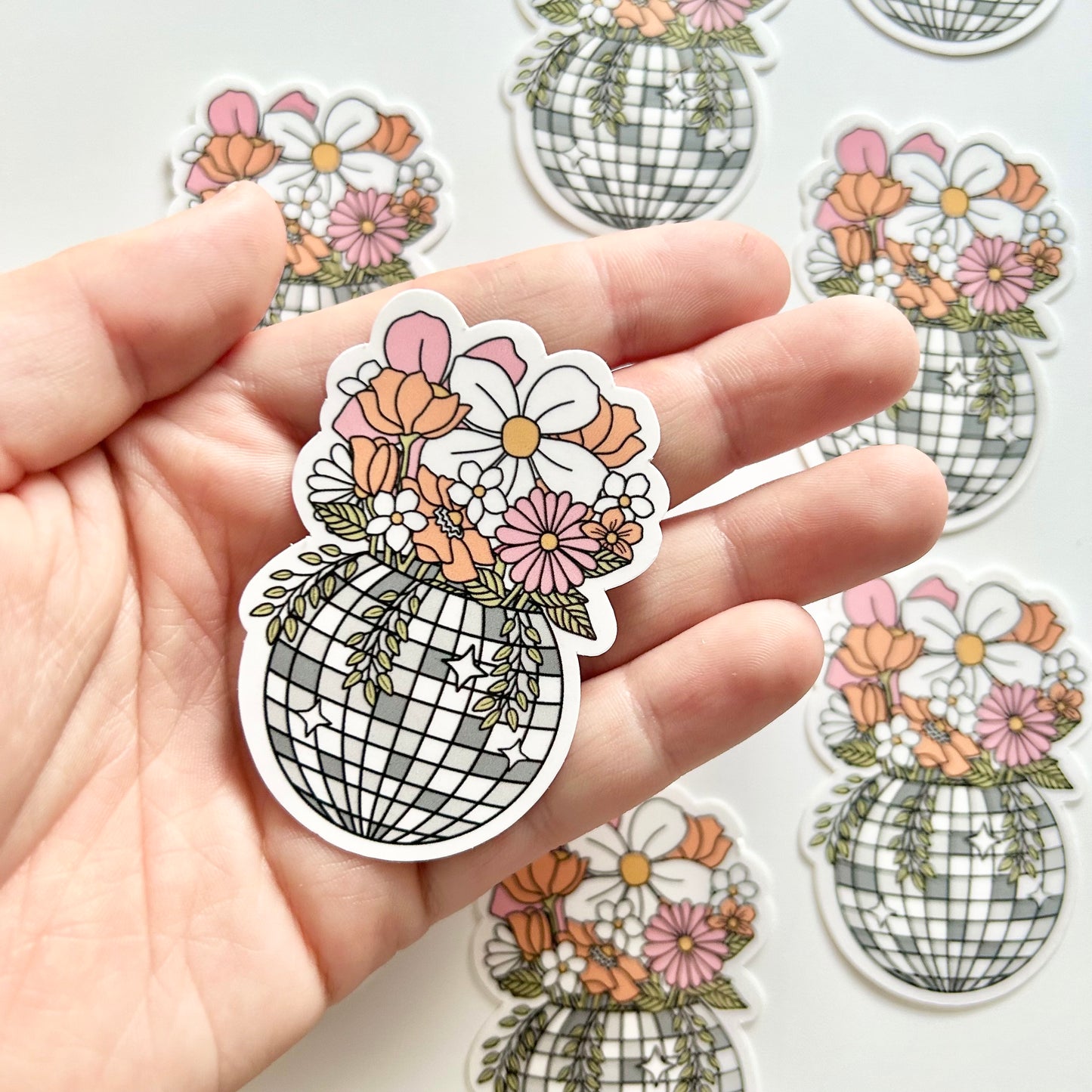 Disco Ball Flowers Sticker - Boho Floral Stickers