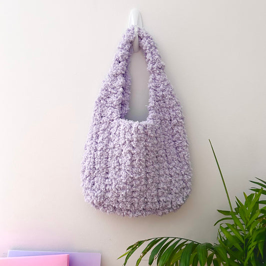 Lilac Crochet Teddy Bag
