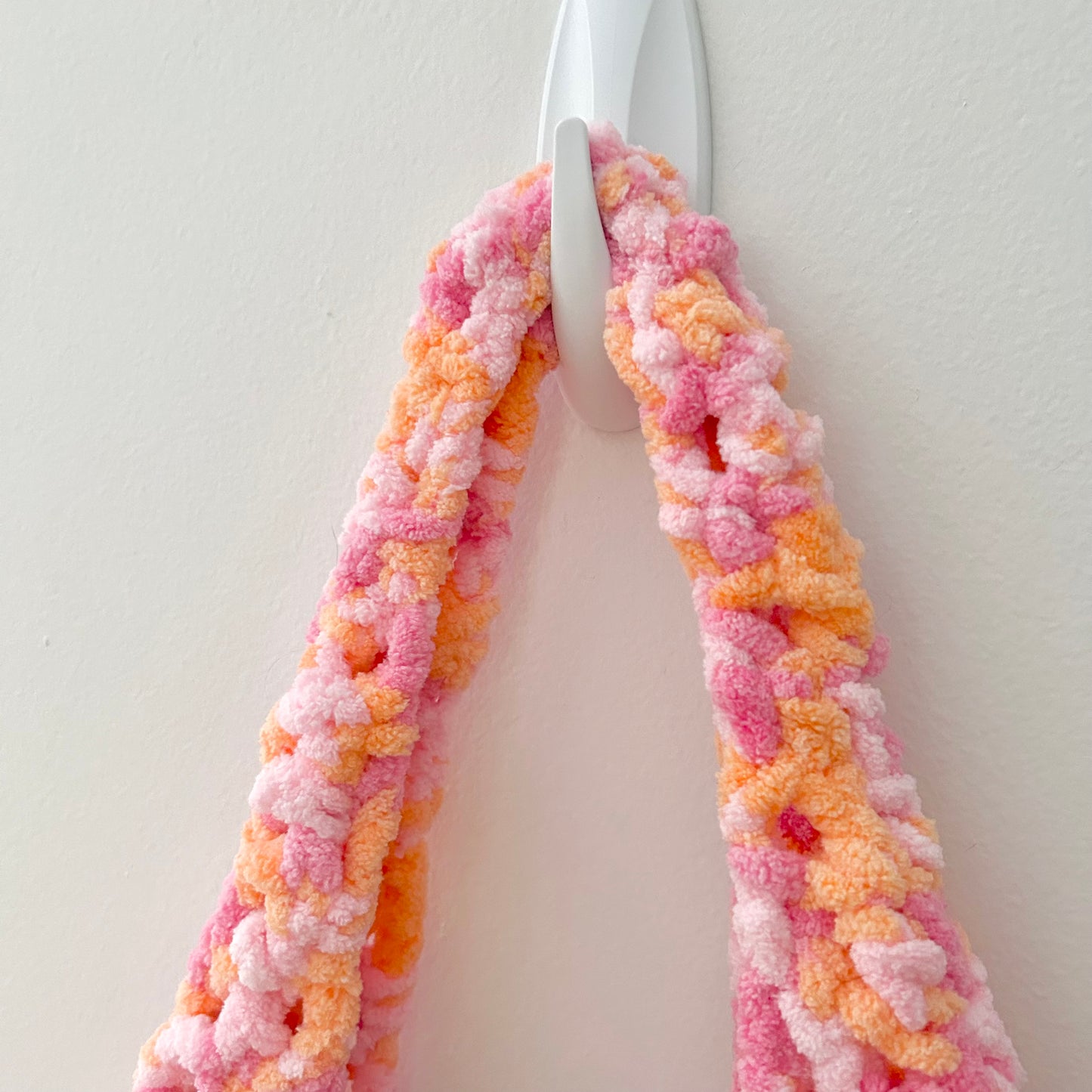 Orange + Pink Crochet Tote Bag