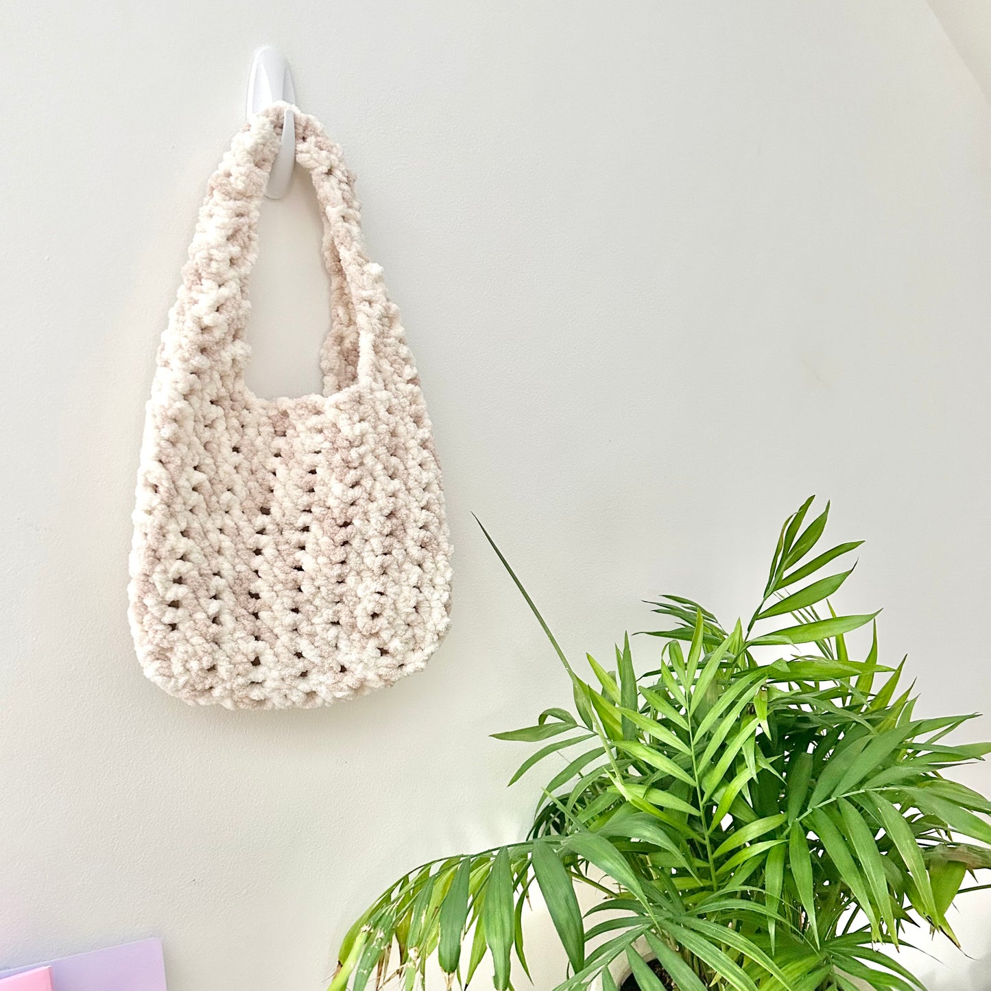 Cream Crochet Tote Bag