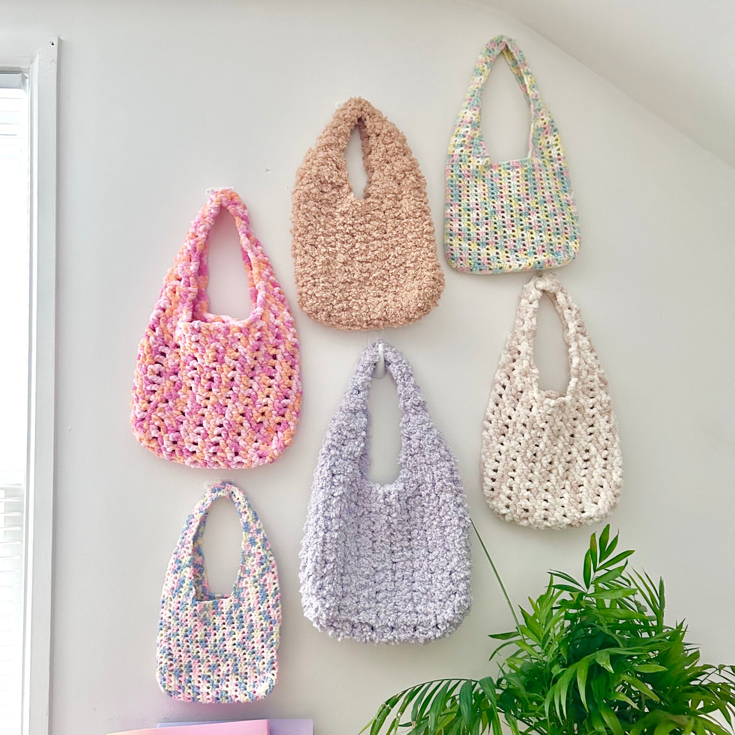 Orange + Pink Crochet Tote Bag