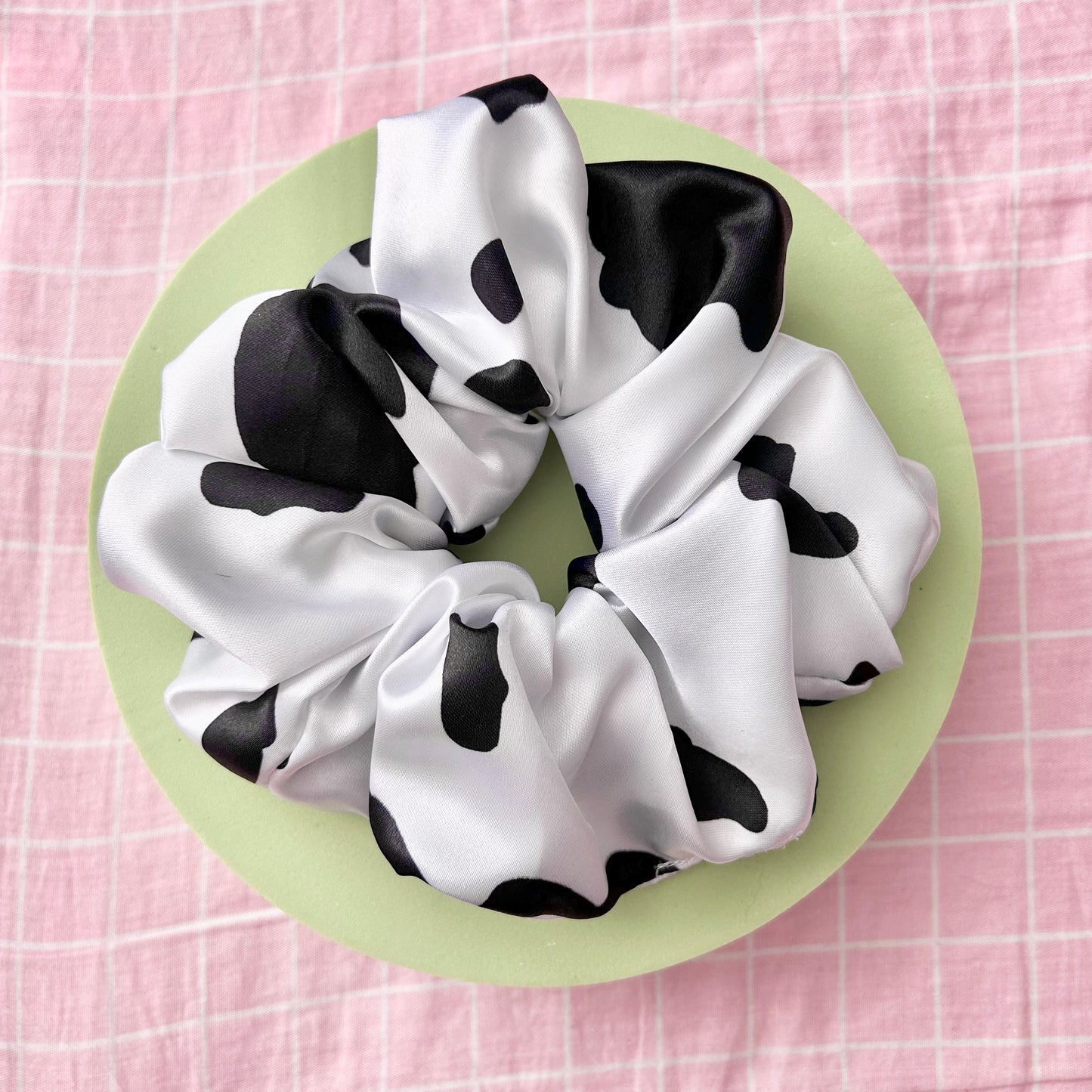 Cow Print Satin XL Scrunchie