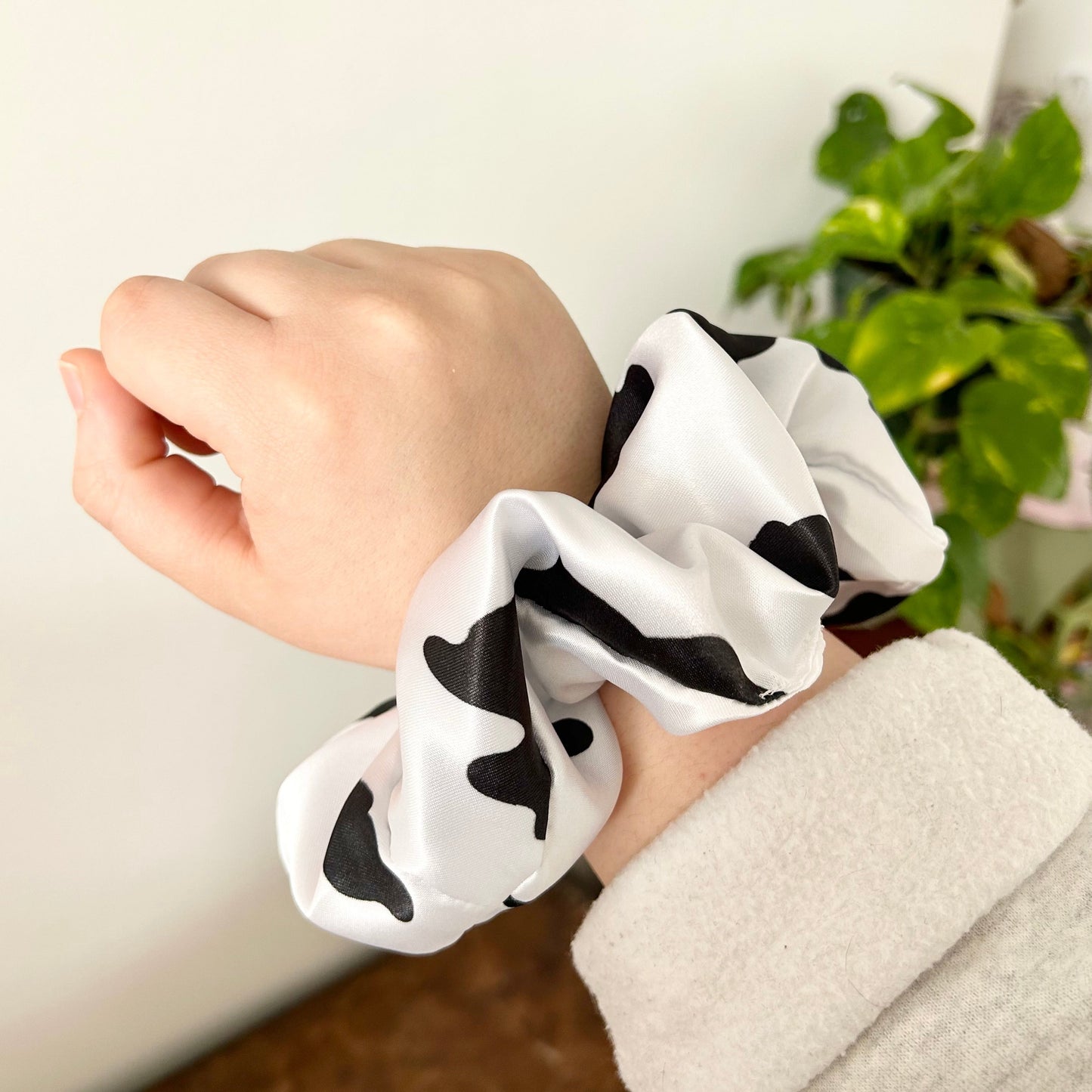 Cow Print Satin XL Scrunchie