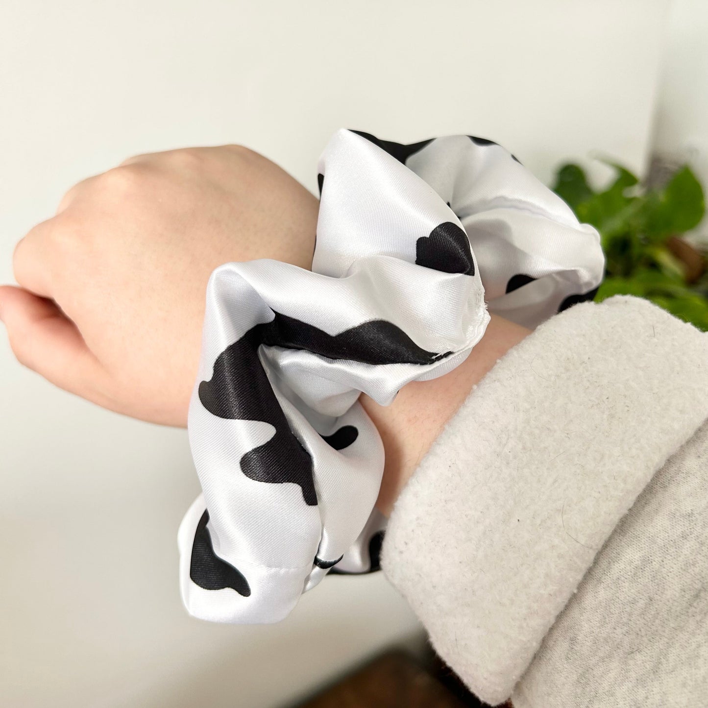 Cow Print Satin XL Scrunchie