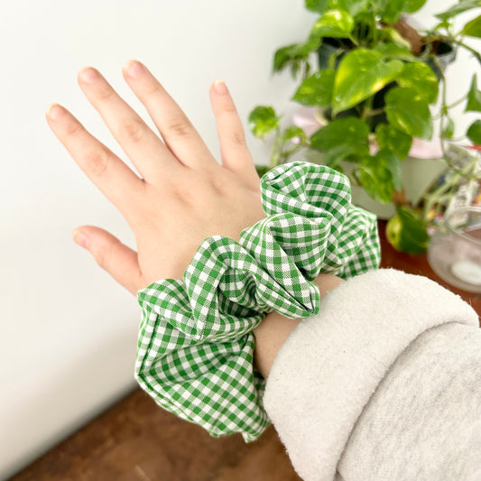 Kelly Green Gingham XL Scrunchie