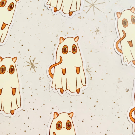 Pudge the Ghost Cat Sticker