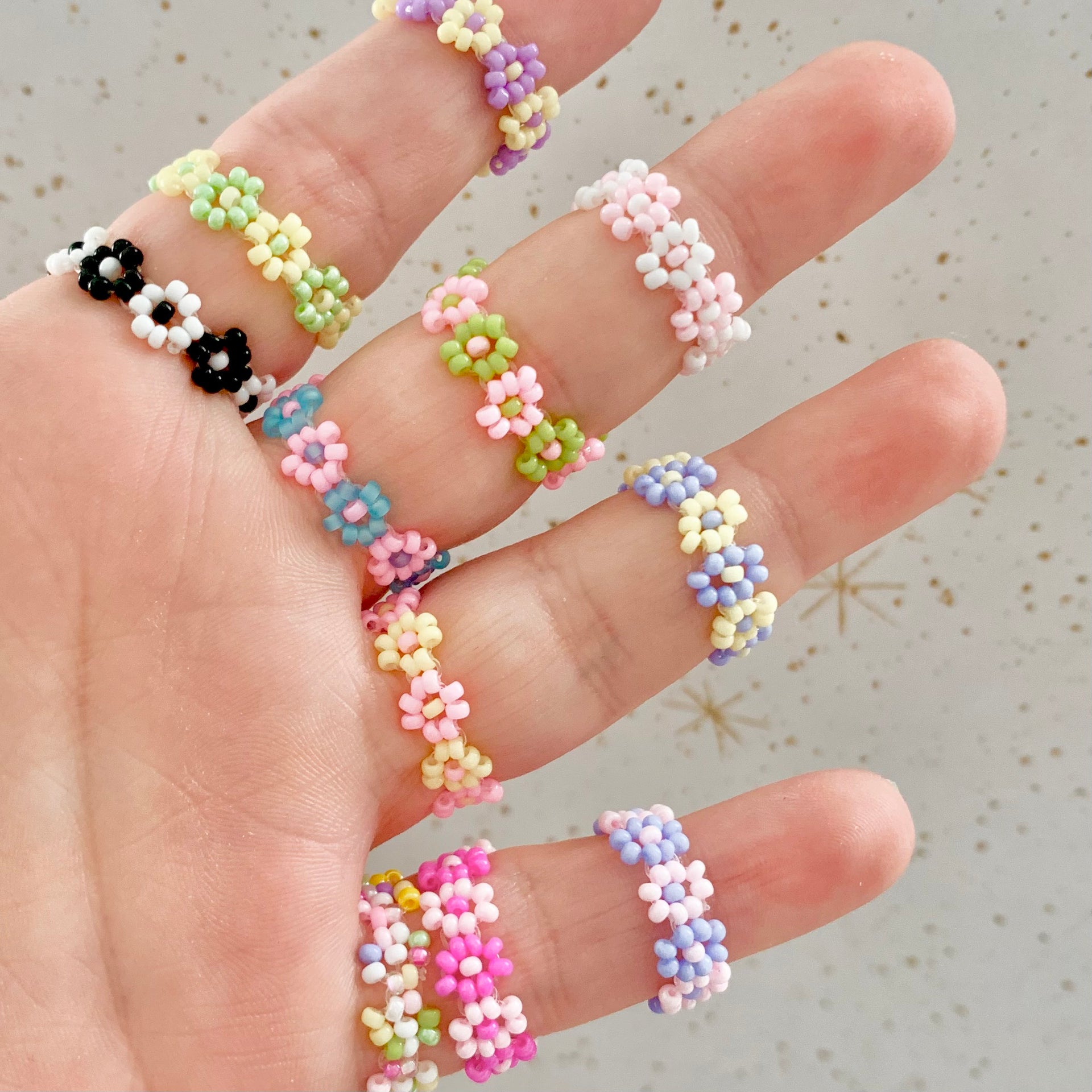 Dainty Daisy Chain Bead Ring – Happyish Brand