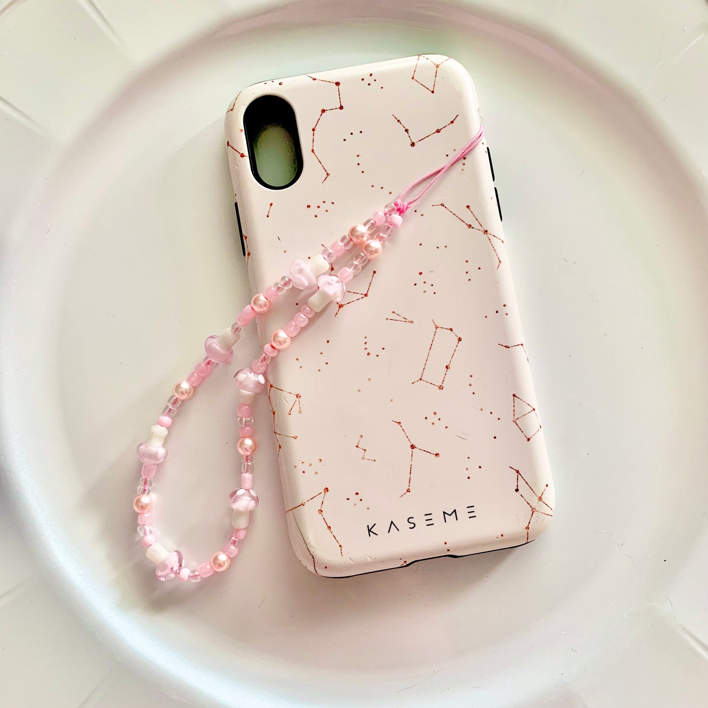 Pink Kawaii Mushroom Phone Charm