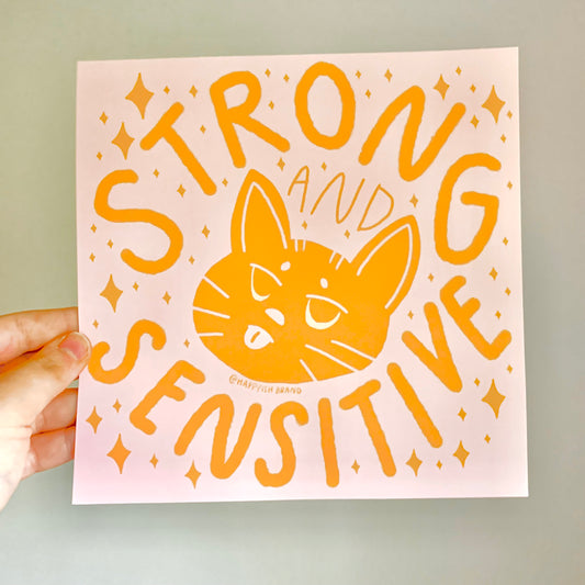 Strong & Sensitive Cat 8x8" Art Print