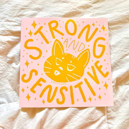 Strong & Sensitive Cat 8x8" Art Print