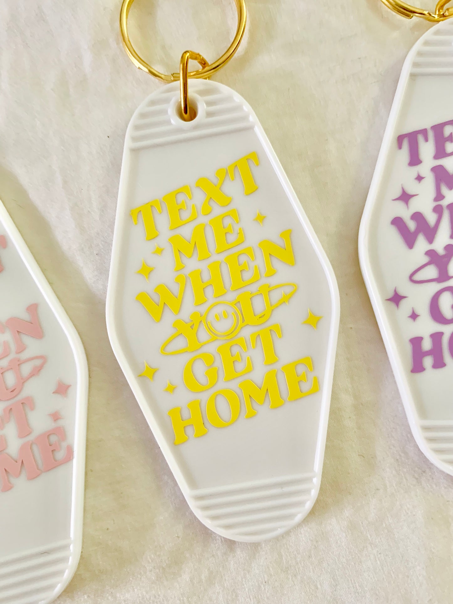"Text Me When You Get Home" | Retro Motel Keychain