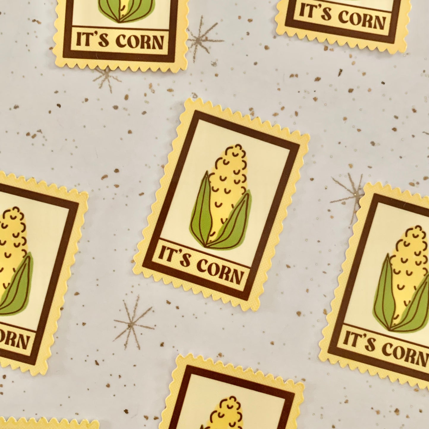 Corn Stack Sticker ITS CORN! Stamp Sticker – Happyish Brand