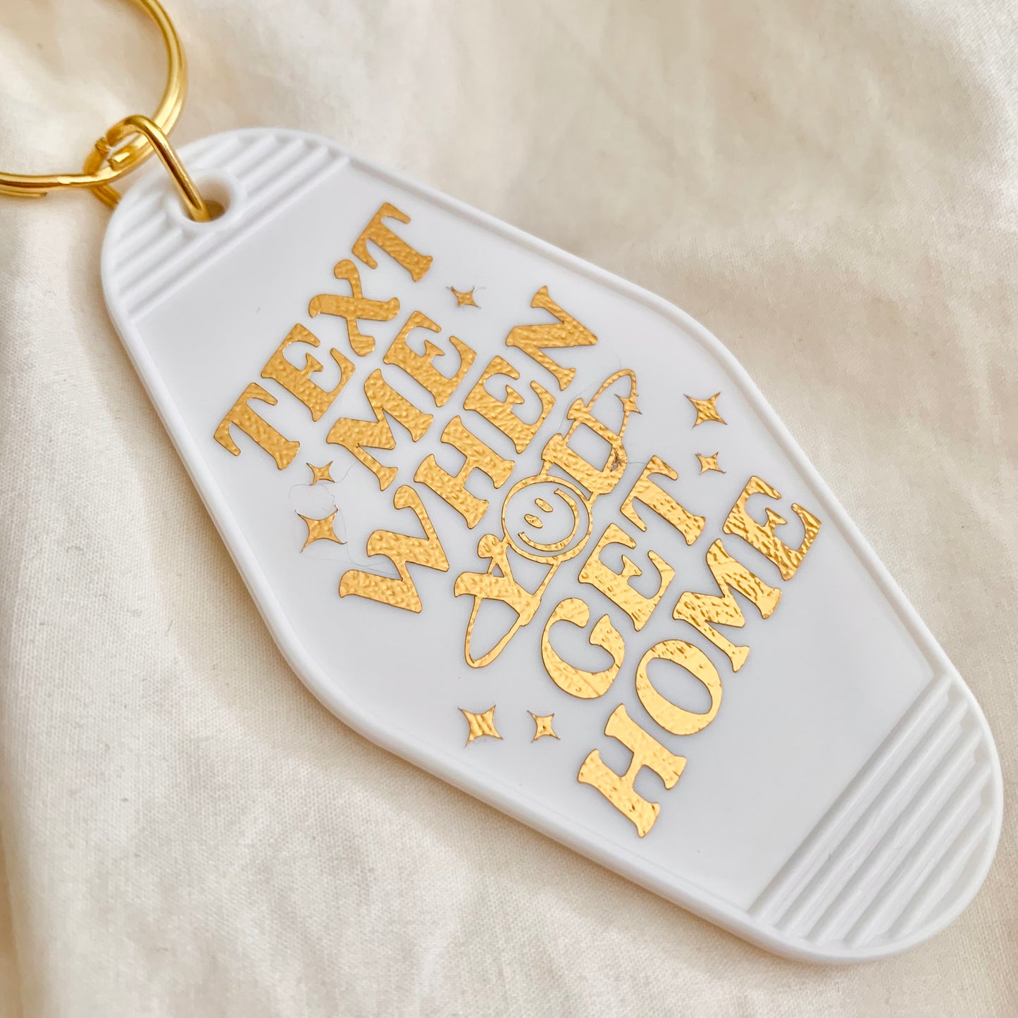 "Text Me When You Get Home" | Retro Motel Keychain