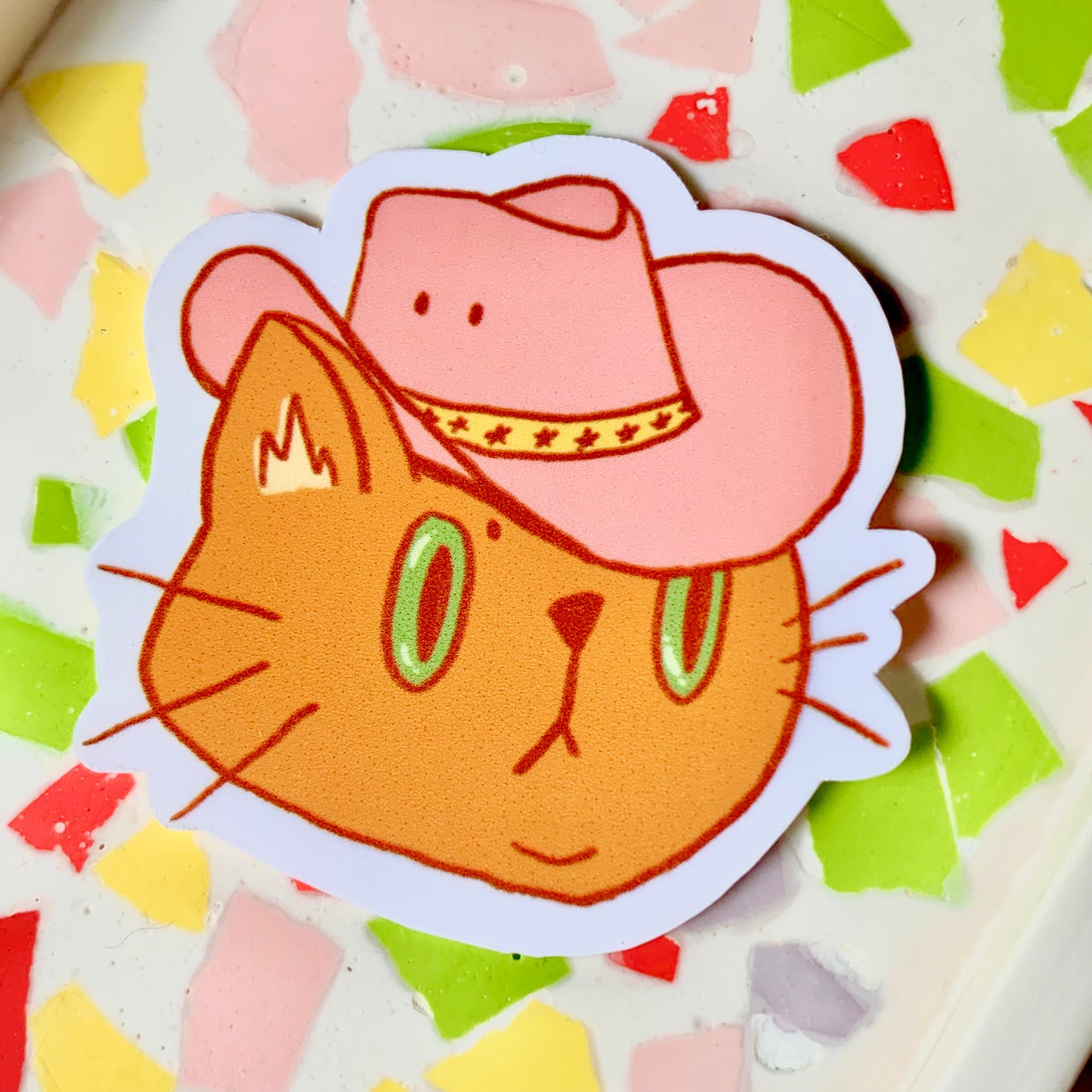 Pudge The Cowboy Cat Sticker