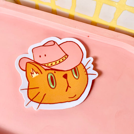 Pudge The Cowboy Cat Sticker