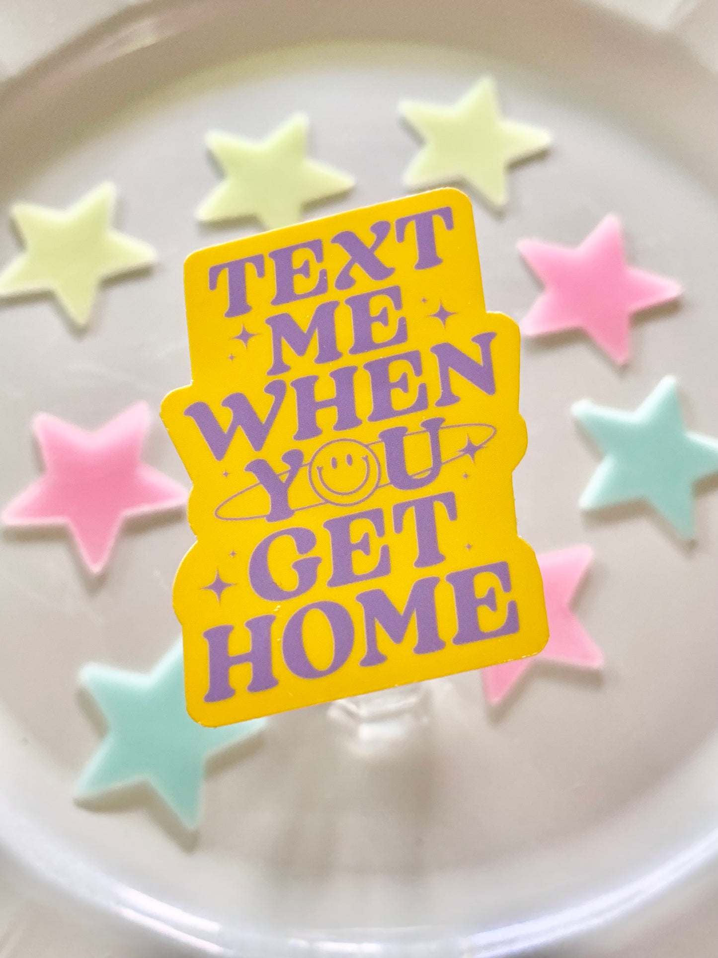 Yellow Text Me When You Get Home 8x8" Art Print